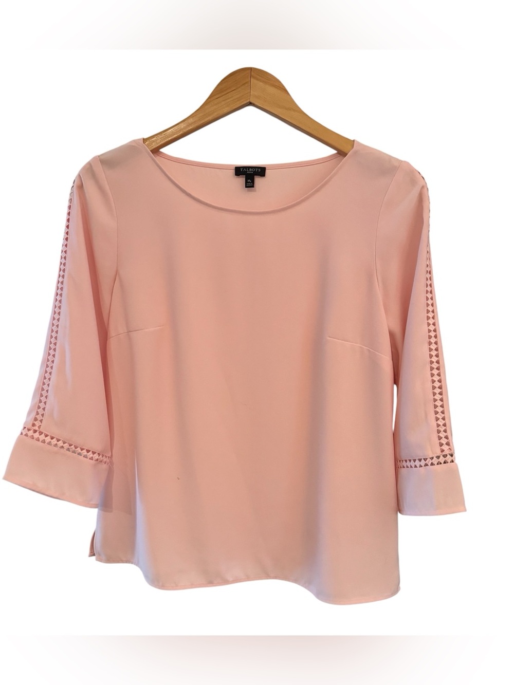 Talbots popover blouse in a soft blush pink Medium Petite